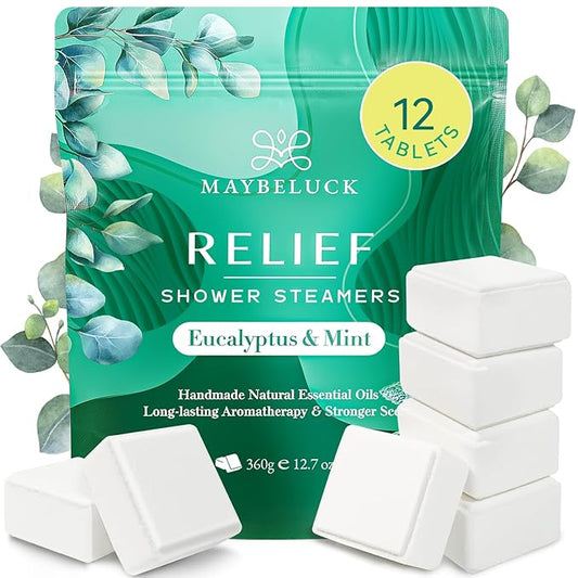 Eucalyptus Mint Shower Steamers 12 Pack - Eucalyptus for Shower, Aromatherapy Valentines Day Gifts for Women & Men, Made with Natural Ingredients & Essential Oil