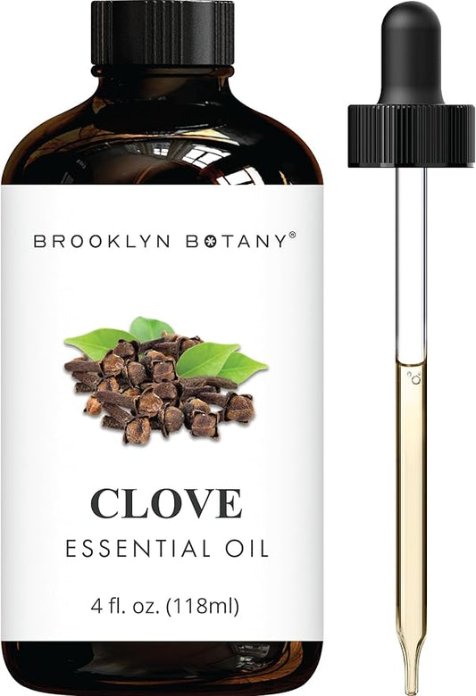 Brooklyn Botany Clove Essential Oil - Huge 4 Fl Oz - 100% Pure and Natural - Premium Grade with Dropper - for Aromatherapy and Diffuser - Bloomnest