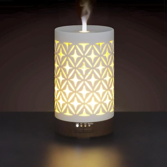 Earnest Living Essential Oil Diffuser for Home White Ceramic 100ml Aromatherapy Diffuser with 4 Timers 7 Night Lights and Auto Off Function (no Beep!) for Essential Oils Version 2 EarnestLiving