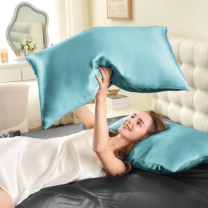 INFIIXSO Mulberry Silk Pillowcase for Hair and Skin, Silk Pillow Cases Standard Size with Hidden Zipper 20x26 Inches, Ultra Smooth and Soft Cooling Pillow Cases for Hot Sleepers(ICY Morn, 1 Pack) - Bloomnest