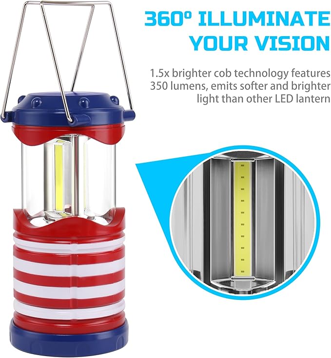 Lichamp LED Camping Lantern, 4 Pack Battery Powered Flashlight for Power Outages, Portable Collapsible Hanging Light Essential for Home, Outdoor, Emergency Lamp Survival Kit Gear for Hurricane, C2 - Bloomnest