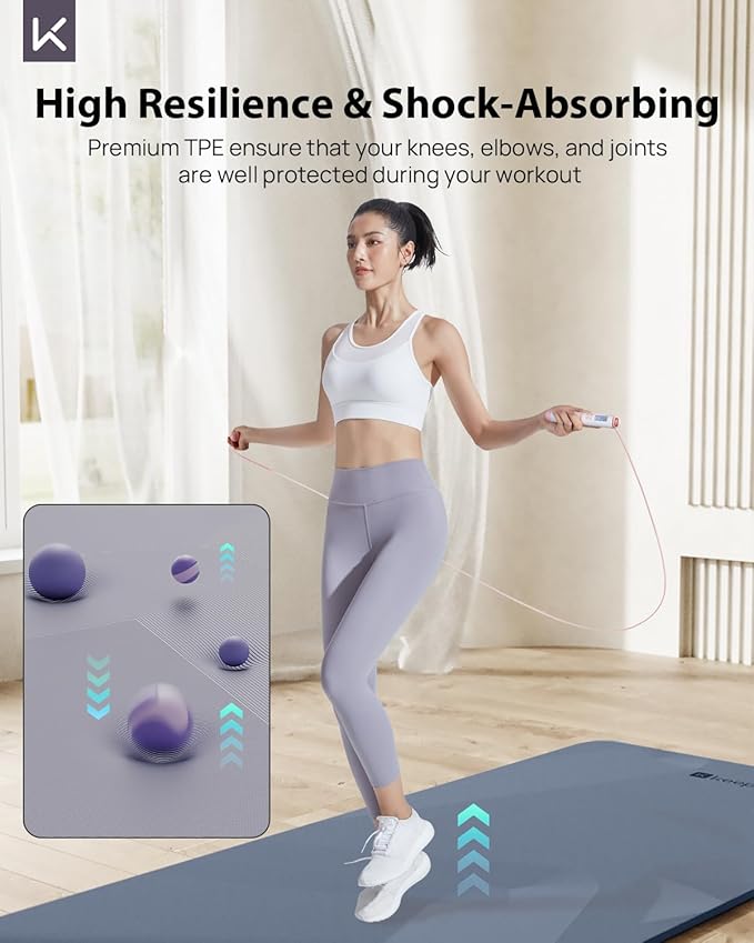 KEEP Yoga Mat, 32" Extra Wide Exercise Mat with Strap for Men and Women, 7mm Thick Double-Sided Non-Slip Eco-friendly Yoga Mat for Pilates, Workout and Fitness - Bloomnest