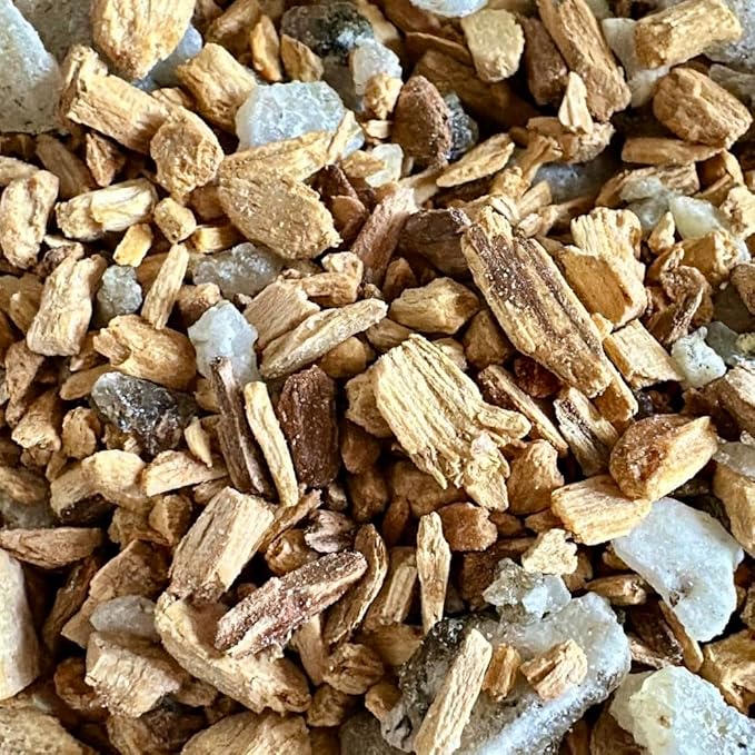 Natural Resin, Herbs & Essence Meditation Mix - Copal & Palo Santo Sacred Blend with Warm Woodsy Aroma - Loose Incense for Cleansing Rituals, Ceremonies & Home Fragrance - 1.19 oz. AmaeIncense