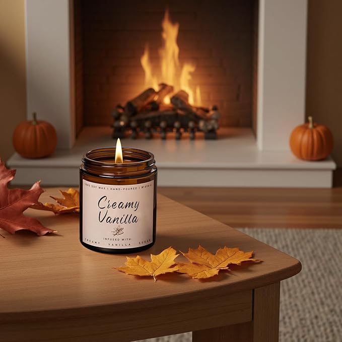 Auelife Fall Candle, Creamy Vanilla Scented Candle for Home - Fall Soy Wax Candles - Autumn Aromatheraphy Candles Gifts Set for Women & Men, Holiday, Thanksgiving Decor, 7oz - Bloomnest
