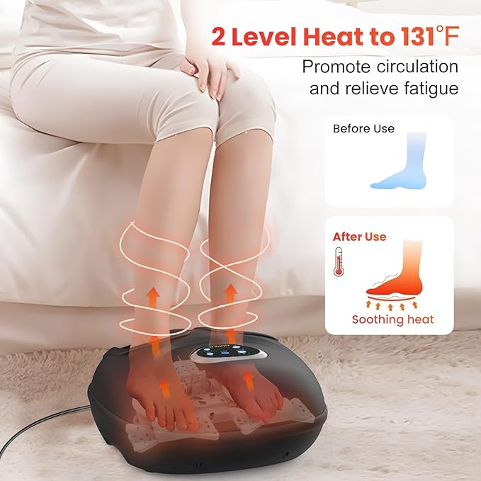 Shiatsu Foot Massager with Heat, Feet Massager for Neuropathy, Plantar Fasciitis, HSA Eligible, Deep Kneading Foot Massager, Gifts for Women Men Mom Her, Size 13