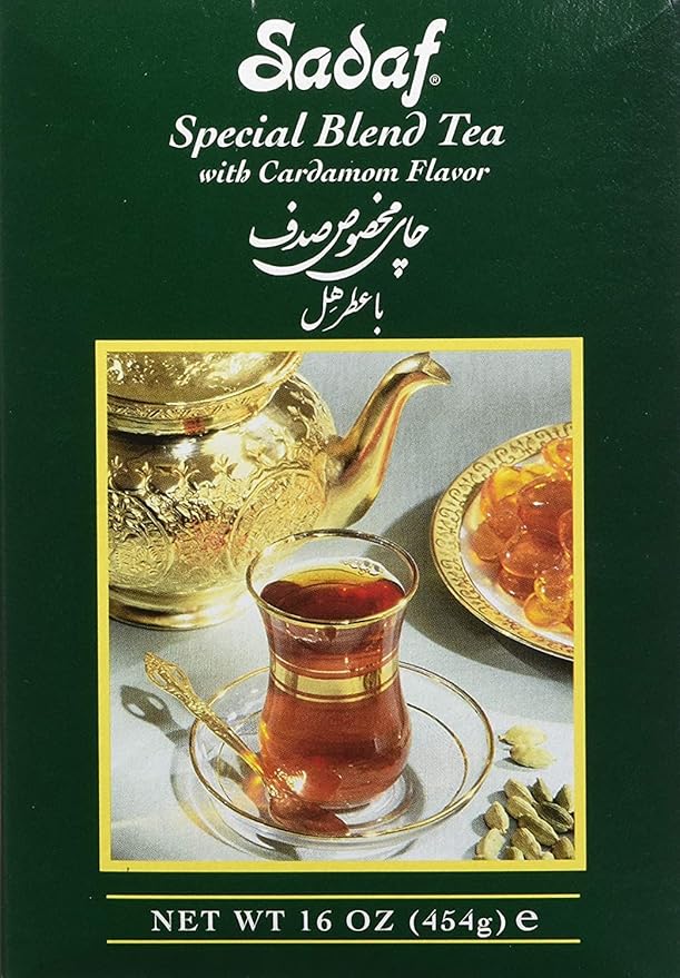 Sadaf Cardamom Tea Loose Leaf Box 16 oz - Special Blend Cardamom Ceylon Black Tea - Product harvested in Sri Lanka - Bloomnest