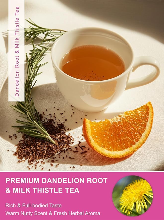 TeeLux Roasted Dandelion Root Tea with Milk Thistle & Peppermint, Smooth & Refreshing Flavor, Caffeine Free, 50 Count - Bloomnest