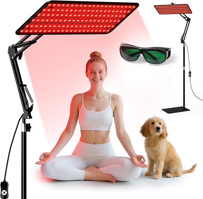 Red Light Therapy for Body and Face, 120 LED 660nm 850nm 940nm Infrared Redlight-Therapy Lamp Device with Glasses，Large Panel and Stable Stand at Home, Idea Gift for Women Mom BEICHEN