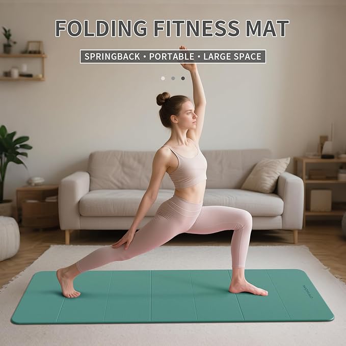 7-Fold Yoga Mat 70"x24" - 1/2 Inch Thick Folding Exercise Mat, Compact Non-Slip TPE Mat for Travel, Storage, Yoga & Home Gym, Lightweight & Portable - Bloomnest