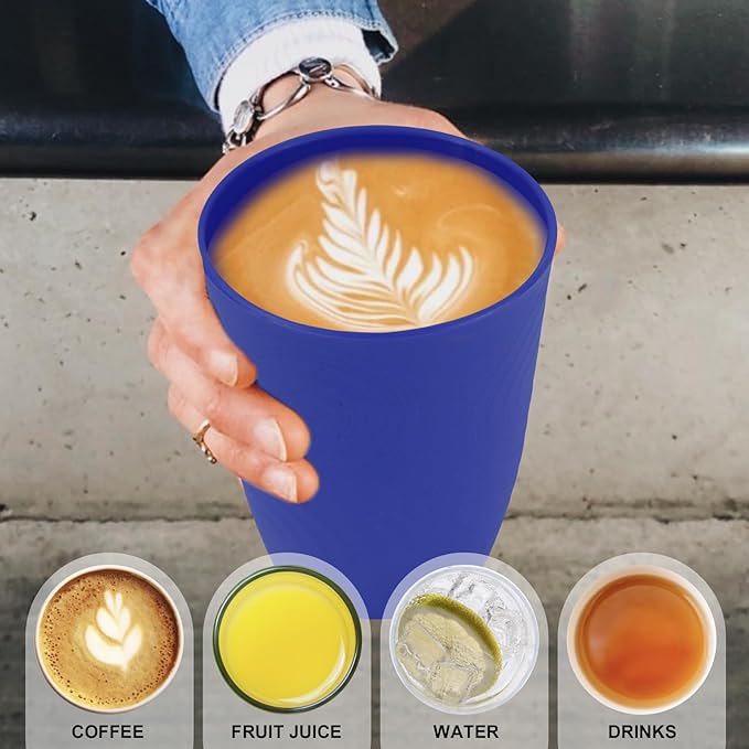 Wrova Wheat Straw Cups 8PCS,12oz Unreabkable Drinking Cups Freezer,Dishwasher and Microwave Safe,Sturdy Plastic Cups Reusable suitable for Kitchen,Camping,Picnic,White-Yellow-Orange-Blue - Bloomnest