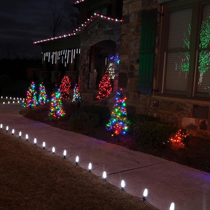 Meconard C9 Led Replacement Christmas Light Bulbs, C9 Shatterproof Led Bulbs for Christmas Indoor Outdoor String Lights, E17 Intermediate Base, Commercial Grade Holiday Bulbs, Multi-Color, 25Pack - Bloomnest