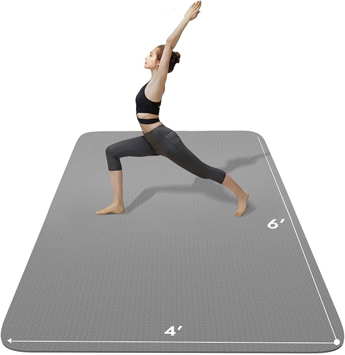 FrenzyBird Large Yoga Mat 6'x 4'（72”x 48”）—1/4" &1/3" Extra Wide Exercise Mat 183cm x 122cm Large Exercise Mat Big Home Yoga Mat Pilates Mat,Non Slip,Thick,TPE Workout Mat,for Women & Men, Yoga, Pilates, Gym and Floor Workouts Pilates - Bloomnest