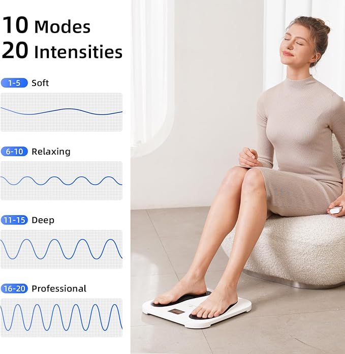 Transcutaneous Electrical Nerve Stimulator, Foot Massager, TENS & EMS for Pain Relief, 10 Modes and 20 Levels with Remote Control, Neuropathy, Relieve Swelling, Cramps, Plantar Fasciitis - Bloomnest