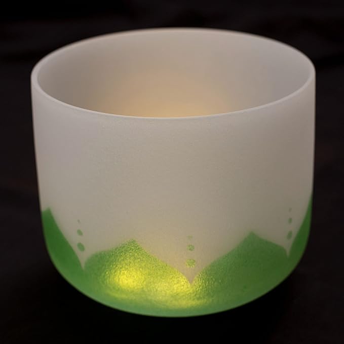 Leize Lotus Design Quartz Crystal Singing Bowl F Note 432 hz Heart Chakra White 10" with Heavy Duty Carrying Case Suede Striker
