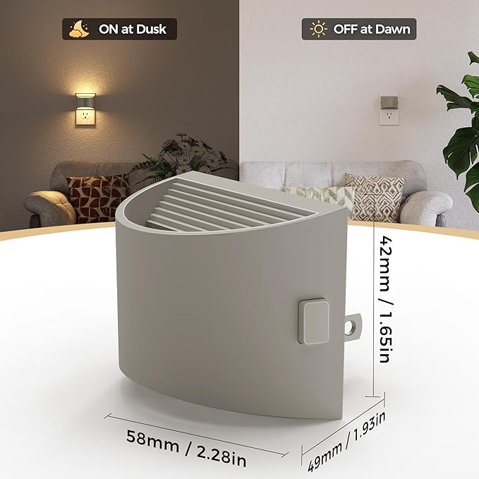 DORESshop LED Night Light[2 Pack], Night Lights Plug into Wall, 3 Level Brightness Adjustable Plug in Night Light, Dusk to Dawn Sensor Nightlights for Adults, Bedroom, Hallway, 3000K, Gray Cover - Bloomnest