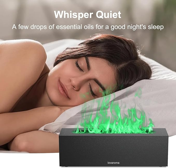 Flame Diffuser for Essential Oils - 200ml Ultrasonic Aroma Diffusers with 7 Color Flame Light Aromatherapy Diffuser & Cool Mist Humidifier for Home, Office, Bedroom, Type-c Cable, Auto-Off Protection - Bloomnest