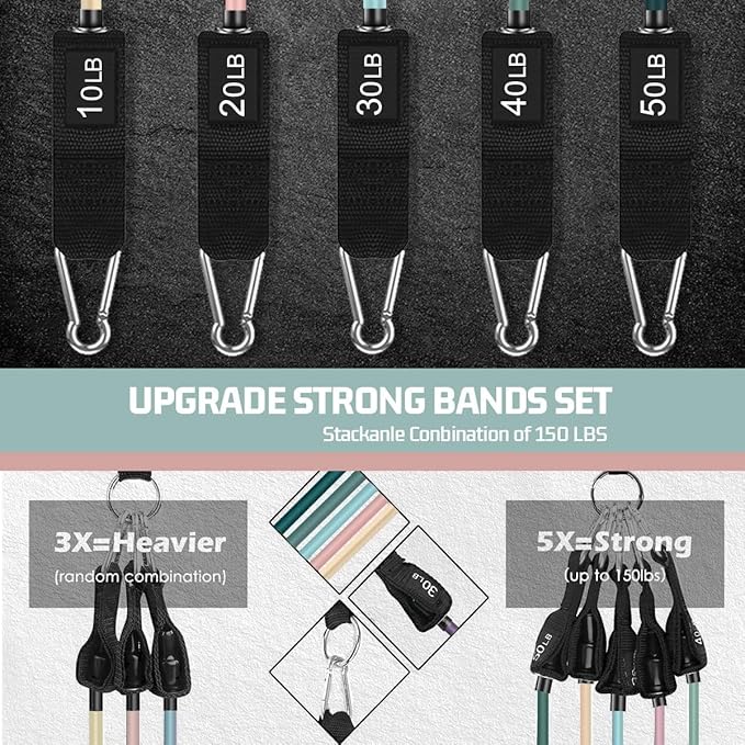 VEICK Resistance Bands, Exercise Bands, Workout Bands, Resistance Bands for Working Out with Handles for Men and Women, Exercising Bands for Fitness Weights Work Out at Home - Bloomnest