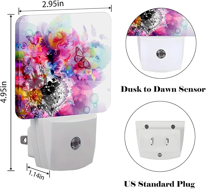 Magic Butterfly Play Night Light,Plug-in Nightlights Auto Sensor Night Lamp Dusk to Dawn Lamp Home Decor for Nursery Children Girls Boys