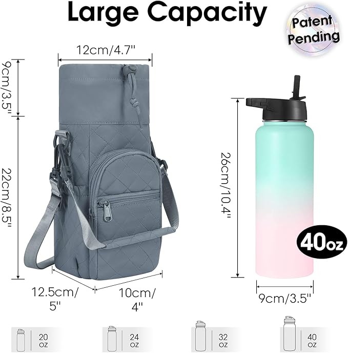 sportsnew Water Bottle Holder with Strap 32oz 40oz Insulated Water Bottle Carrier Sling Bag with Phone Pocket Crossbody sportsnew