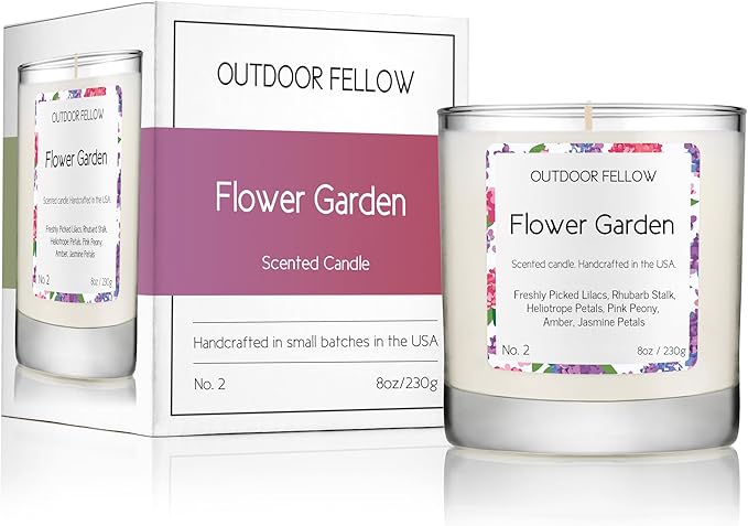 Outdoor Fellow Flower Garden Candle, 8oz, Lilac & Jasmine, 50-Hour Burn Time, Spring Scented Candle, Relaxing Fragrance, Elegant Gift for Any Occasion - Bloomnest