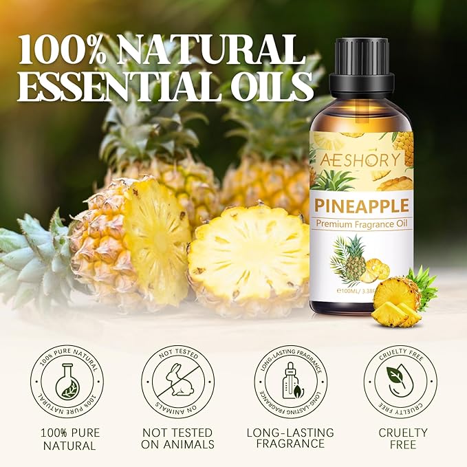 Pineapple Fragrance Oil 3.38FL.OZ - Aromatherapy Essential Oils for Diffusers for Home, Cedar Scented Oils for Massage, Soap Candle Making Scents - 100ML - Bloomnest