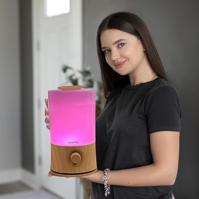 BlueHills Premium 2000 ML XL Large Essential Oil Diffuser Aromatherapy Humidifier for Large Room Home 40 Hour Run Huge Coverage Area 2 Liter Extra Large Capacity Huge Diffuser Wood Grain E005 - Bloomnest
