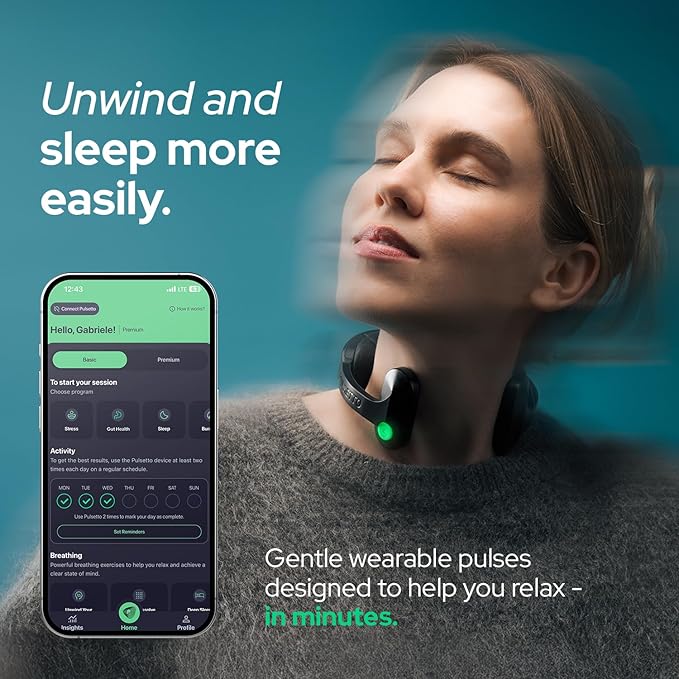Pulsetto FIT Wellness Wearable with Vagus Nerve Support – Patented Neuro Technology for Relaxation, Stress Balance, Focus, and Restful Sleep Pulsetto
