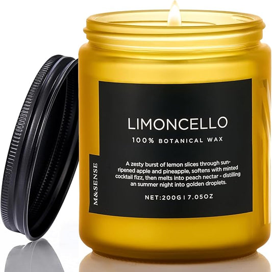 M&SENSE Limocello Summer Scented Candle, 7.05oz 50 Hours Long Lasting Burn Non Toxic Natural Soy Wax Lemon Highly Scented for Home Decor, 2 Wick Relaxing Candle Gifts for Yoga Spa Meditation - Bloomnest