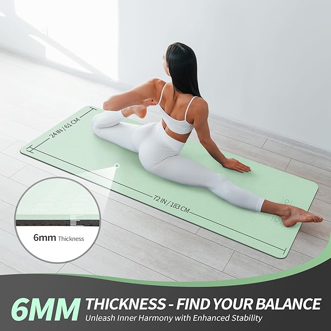 CAMBIVO Yoga Mat for Women Men Kids, 1/3 & 1/4 & 2/5 Inch Extra Thick Yoga Mat Non Slip, 72" x 24" TPE Yoga Mats, Workout Mat with Carrying Strap for Yoga, Pilates and Floor Exercises - Bloomnest