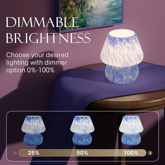 Mushroom Lamp Table Lamp for Bedroom,Desk Bedside Small Lamps for Living Room Night Stands,Mushroom Decor Cute Mini Modern Mid Century Lamps,Unique Aesthetic Home Living Room Decor(Ocean Blue) - Bloomnest