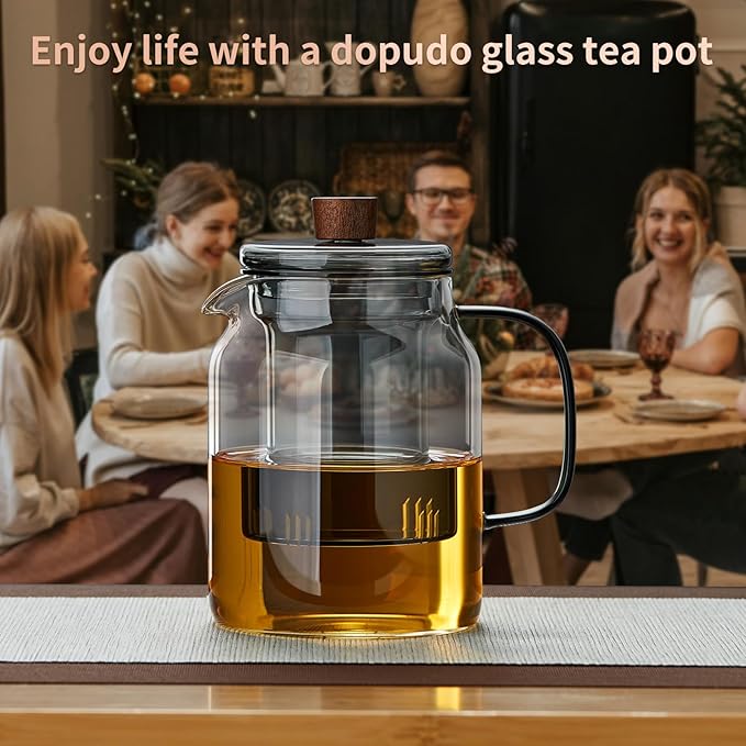 34OZ Glass Teapot with Infuser 1000ML, Borosilicate Glass Tea Pot with Detachable Glass Tea Kettle Tea Infuser, Loose Leaf, Blooming Tea - Bloomnest