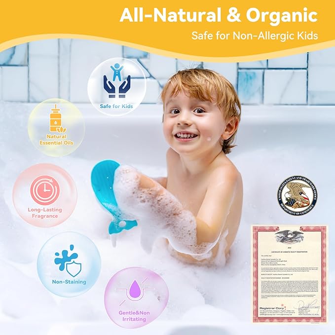 Kids Bath Bombs with Surprise Inside: 9 Pcs Natural Organic Egg Bunny Shaped Basket Stuffers for Kid Girls Boys Bubble Bathbombs Fruit Scented Spa Birthday Gift Set Party Favors Children 3+ Year Old - Bloomnest
