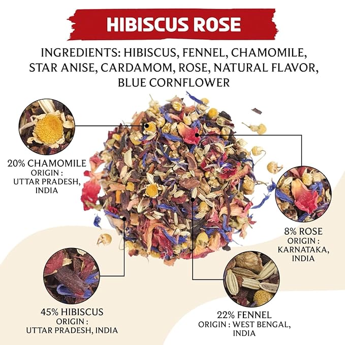BREWIX, Hibiscus Rose Herbal Loose Tea (50+ Cups) | 100% Natural, Handmade, Pure from Hibiscus Flowers | Hibiscus with Rose Petals, Chamomile and Exotic Spices | Supports Everyday Wellness, Digestion and Cardiovascular System | Rich in Antioxidants & S... - Bloomnest