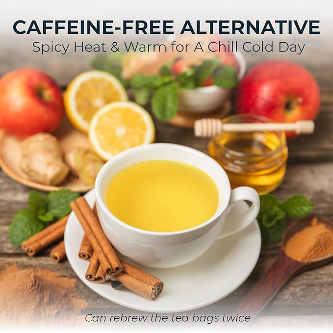 Cinnamon Tea Bags - 55 Count (+5 Tea Bags) Bamboo Tong Included - 5.11 oz, Re-Steep Warm & Spicy Heat Herbal Tea, Calm Stomach & Detox, Support Body, Strength and Health, Cinamon - Bloomnest