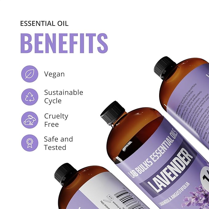 Lab Bulks Essential Oil Lavender Essential Oil 16 oz Bottle for Diffusers, Candles, & Home – Aromatherapy Oil 1 Pack - Bloomnest