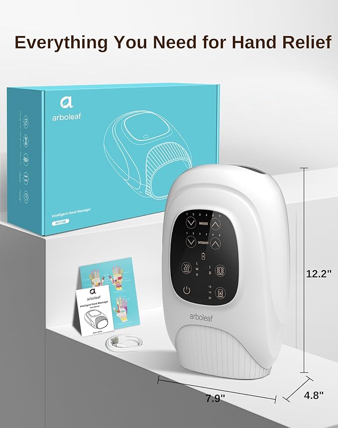 arboleaf Hand Massager with Heat and Compression, Gifts for Women Men Mom Dad, 6 Modes and 3 Heating Options, Cordless & Powerful Hand Massager for Finger, Wrist, Palmand Lower Forearm - Bloomnest