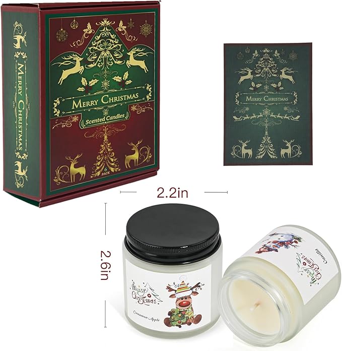 6 Pack Christmas Candles Set, Christmas Candles for Home Scented, Winter Holiday, Natural Soy Wax Jar Aromatherapy Candle Gifts Stocking Stuffers for Women Men Adult - Bloomnest