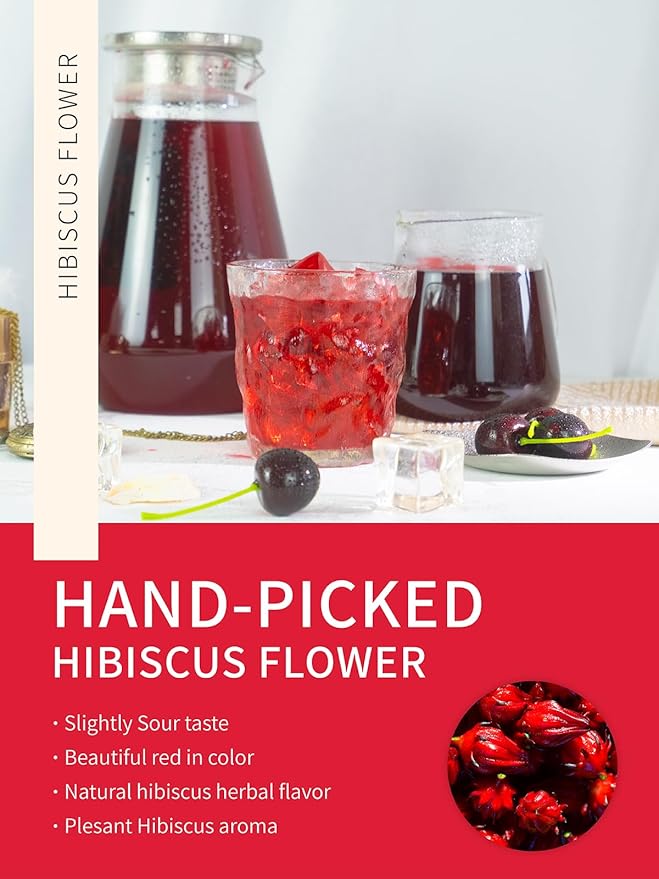 TeeLux Hibiscus Iced Tea, Family Sized Hibiscus Tea Bags, Natural Hibiscus Flowers Herbal Tea, Refreshing Tart Flavor, Caffeine Free, 20 Count - Bloomnest