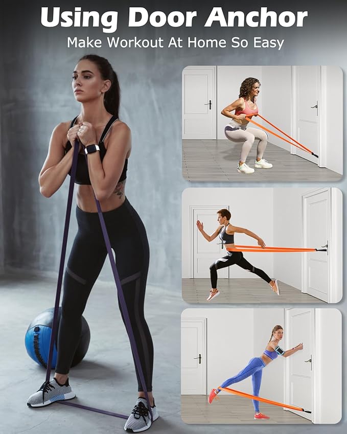 Zacro Resistance Bands, 6 Resistance Levels Pull Up Assistance Bands, Exercise Bands for Men&Women, Heavy Duty Resistance Band Set with Door Anchor, for Working Out, Muscle Training, Physical Therapy - Bloomnest