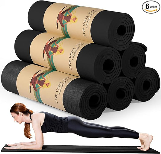 Timgle 6 Pcs 10mm Thick Yoga Mat Bulk, 68 x 24 Inches, Anti-Slip Tear-Resistant Exercise Mat for Adult Fitness, Stretching, Workout and Studio - Bloomnest