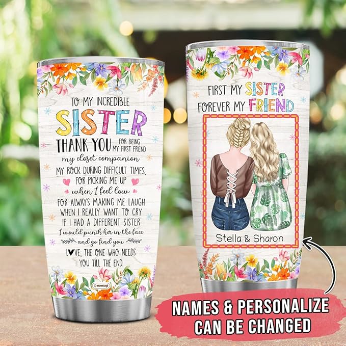 wowcugi Sister Birthday Gifts From Sister Personalized Sisters Tumbler Stainless Steel Tumblers Coffee Travel Mug 20oz 30oz Birthday Christmas Friendship Presents For Big Sister Little Sisters Gift - Bloomnest