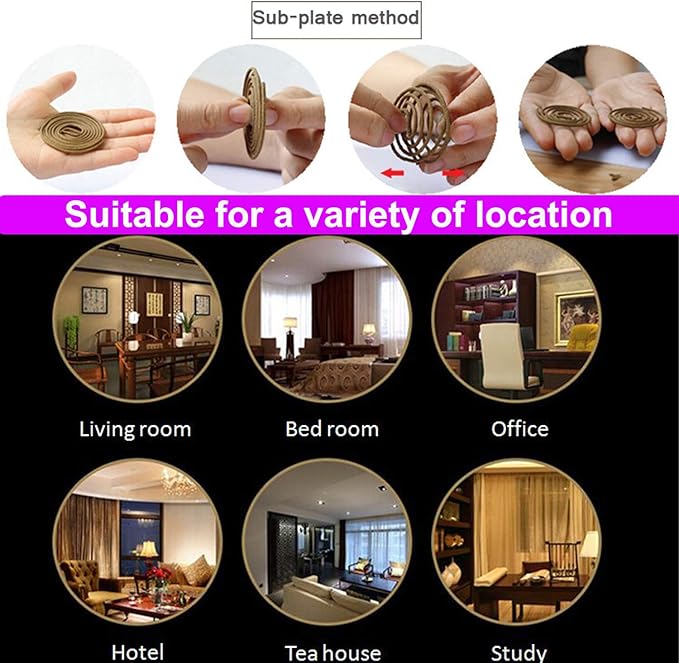 Sandalwood Coils Incense Natural 48 Pieces for Incense Holder Burner Home Decor Indoor Aroma 4 Hours - Bloomnest