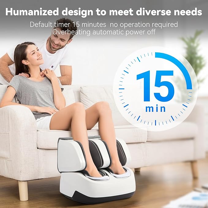 2 in 1 Foot Massager Machine Shiatsu Foot and Calf Massager with Deep Kneading Vibration Compression Massagers for Feet and Leg Gift for Women and Men - Bloomnest