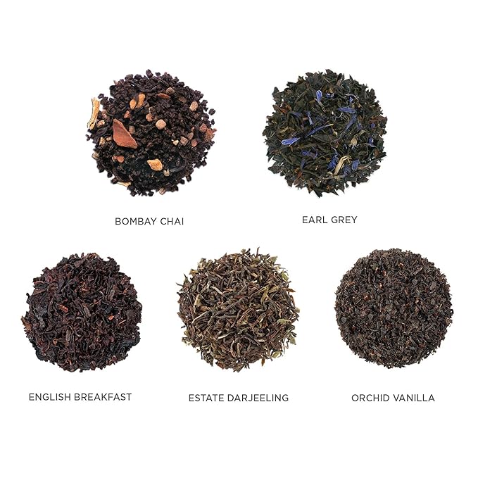 Tea Forte Black Tea Assortment Single Steeps Loose Leaf Premium Tea Gift Set Sampler, 15 Count 3 of Each Assorted Blends, Pre-Portioned Single Serve Pouches, Steeps 12 oz - Bloomnest