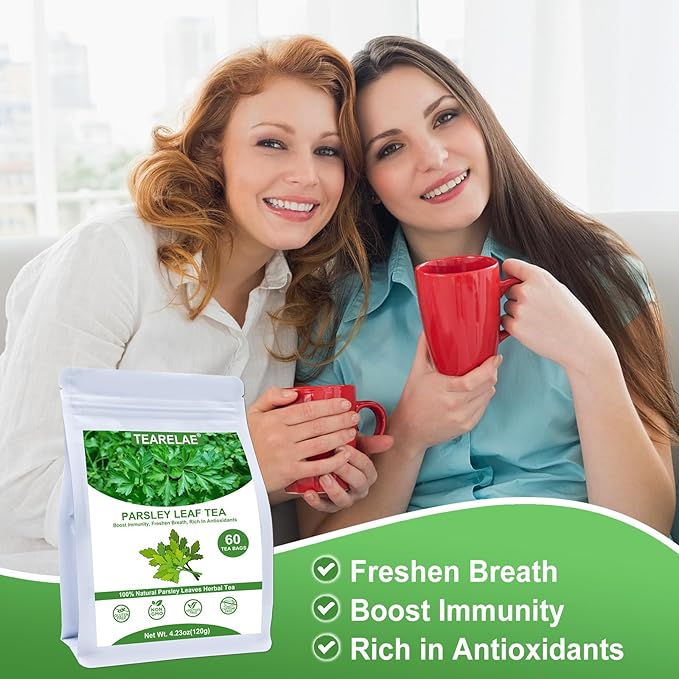 TEARELAE - Parsley Tea Bags - 60 Count - 100% Pure Natural Parsley Leaves - Boost Immunity, Freshen Breath - Non-GMO - Caffeine-Free - Bloomnest