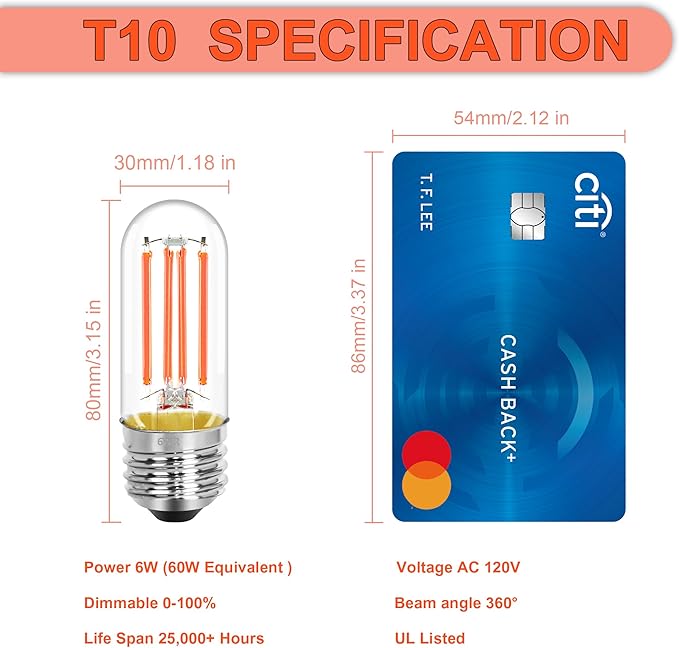 4 Pack 3.2 Inch T10 Pink Light Bulb, E26 Base Edison Bulbs Dimmable, AC 120V 60 Watt Equivalent Clear Glass Filament Bulb, Halloween Christmas Party Bar Colored Light Bulbs, UL Listed - Bloomnest