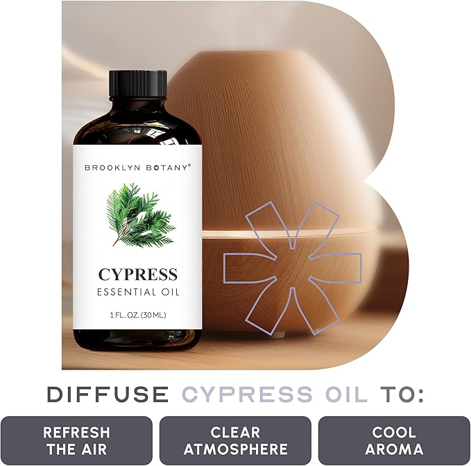Brooklyn Botany Cypress Essential Oil - 100% Pure and Natural - Premium Grade Oil with Dropper - for Aromatherapy and Diffuser - 1 Fl Oz - Bloomnest