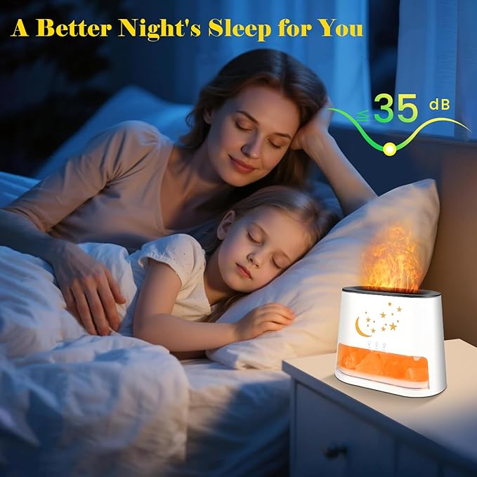 260ml Essential Oil Diffuser & Himalayan Salt Lamp with Remote Control, 8 LED Colors, Timer & Auto-Off Cool Mist Humidifier for Home,Offce,Bedroom (White) HEEYCEMUS