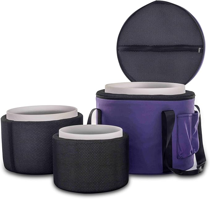 Hye-eu Quartz Crystal Singing Bowls Set of 3pcs 7"G 9"E 11"C 3pcs Frosted Quartz Chakra Bowls 432hz Tuned 7-11 inch with Carrying Case for Sound Healing Yoga Meditation - Bloomnest