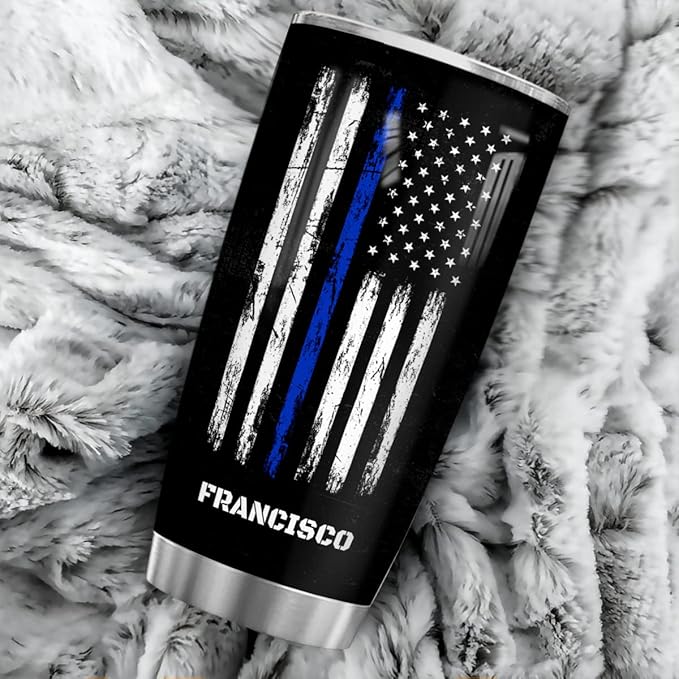 winorax Police Officer Gifts Personalized Thin Blue Line Tumbler US Flag Police Academy Graduation Gifts for Men Women Cops Officer Retirement Tumblers Stainless Steel 20oz 30oz Travel Cup - Bloomnest
